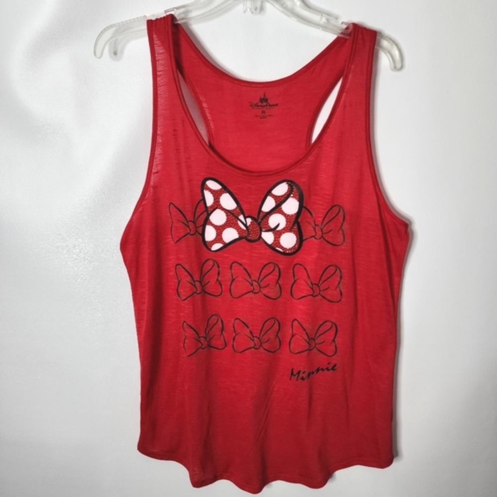 Disney Parks Tank Top Red Minnie Mouse Bow Ties Women's Size XL Racerback